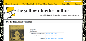 Screenshot shows the homepage of the Yellow Nineties Online.